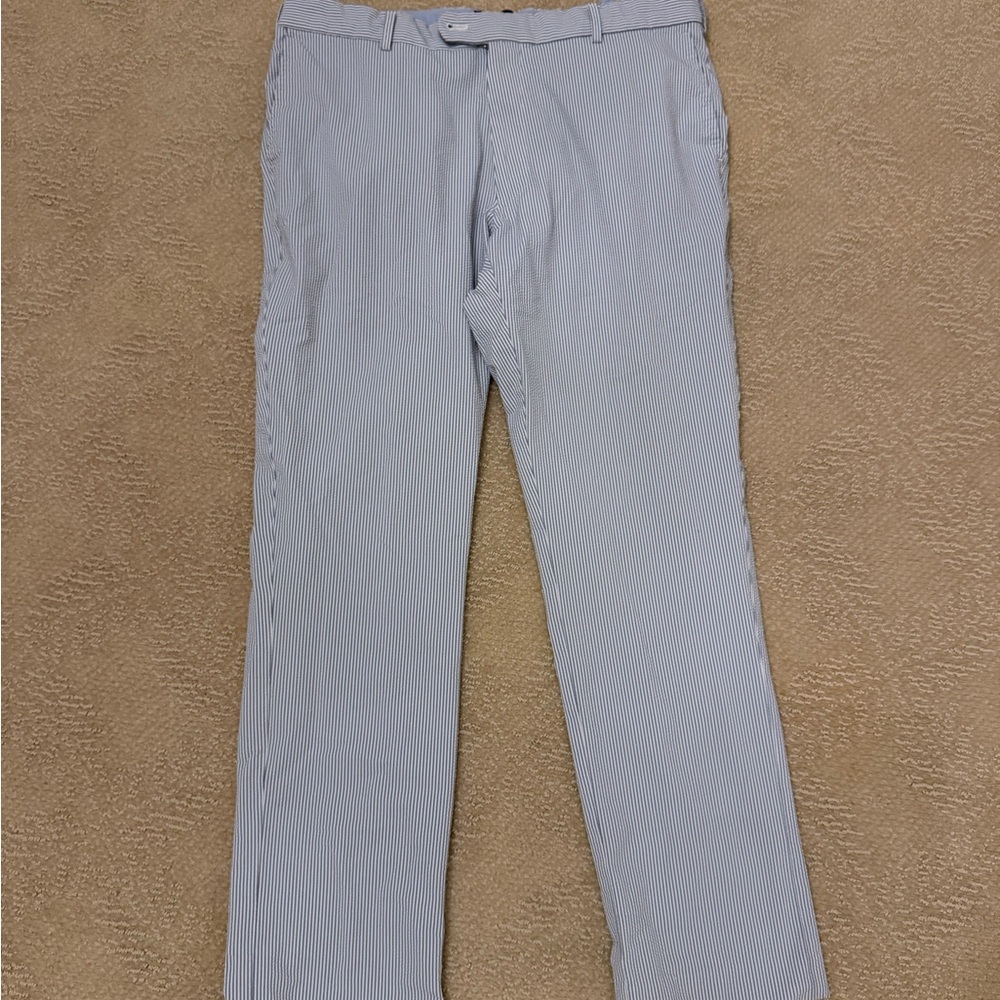 Peter Millar Light Blue & White Seersucker Chinos